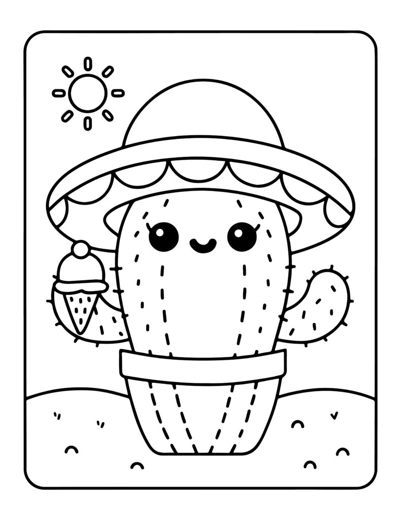 Cute Summer Kawaii Coloring Pages