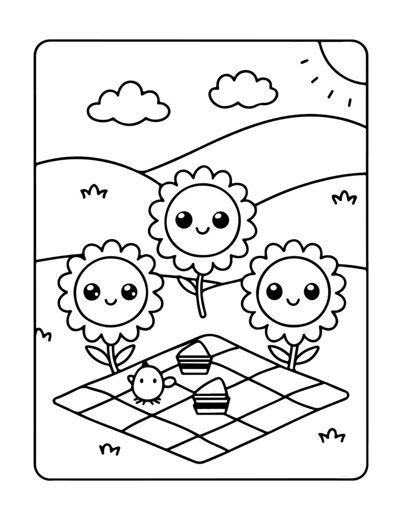 Cute Summer Kawaii Coloring Pages