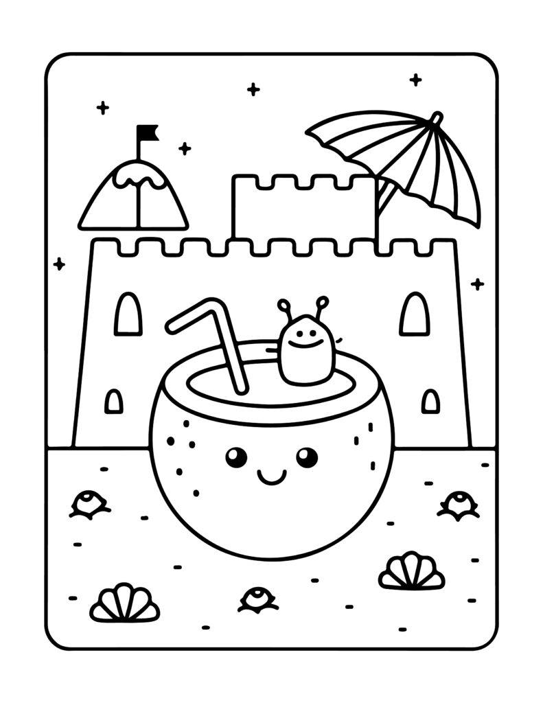 Cute Summer Kawaii Coloring Pages