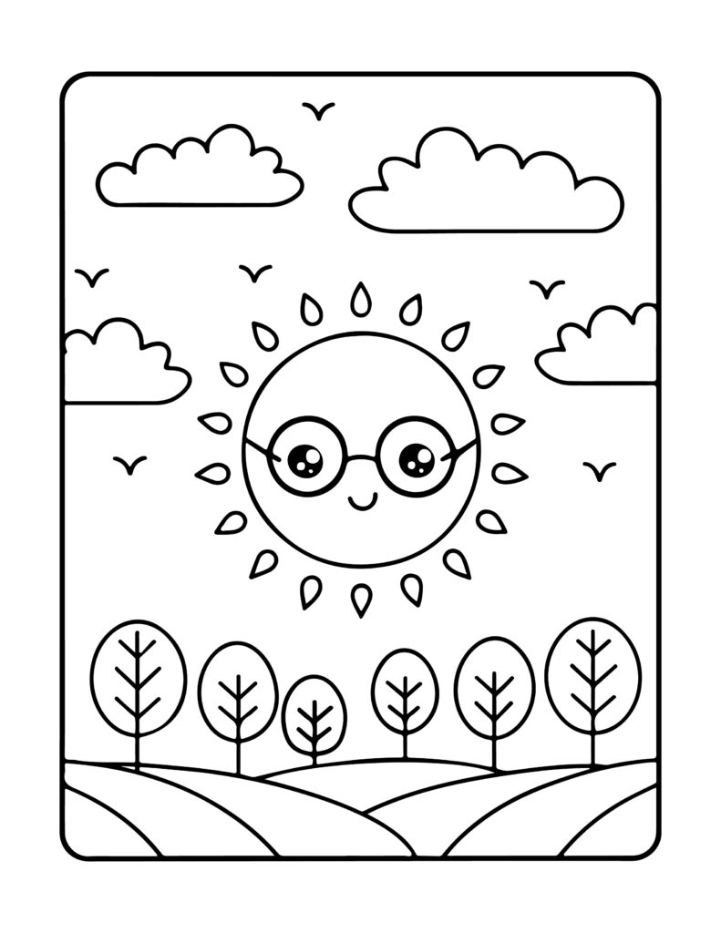 Cute Summer Kawaii Coloring Pages