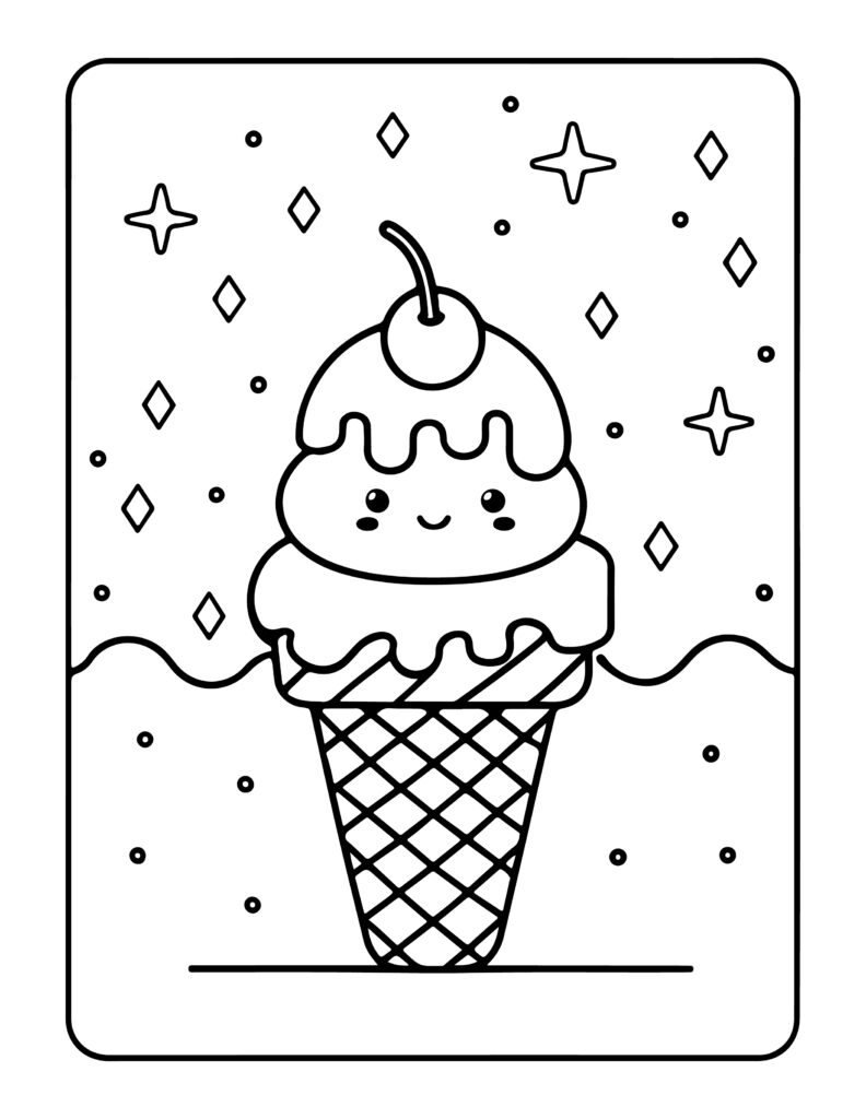 Cute Summer Kawaii Coloring Pages