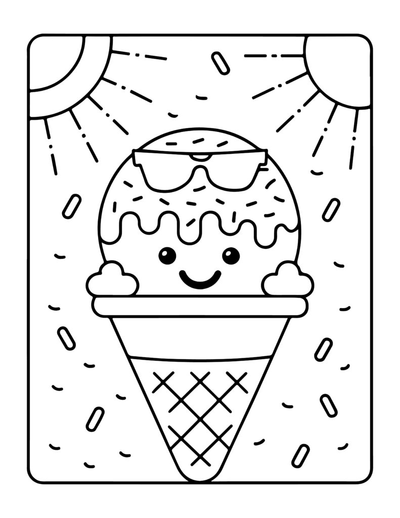 Cute Summer Kawaii Coloring Pages