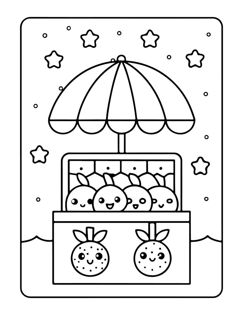 Cute Summer Kawaii Coloring Pages