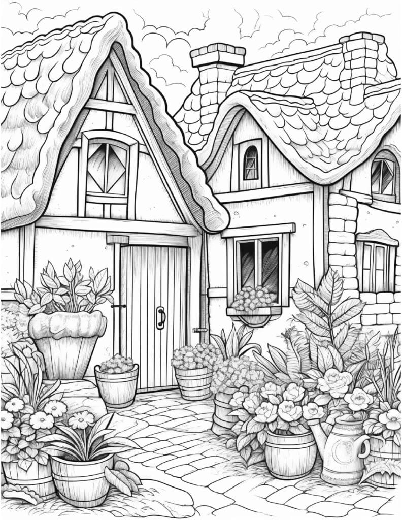 Village House Coloring Page