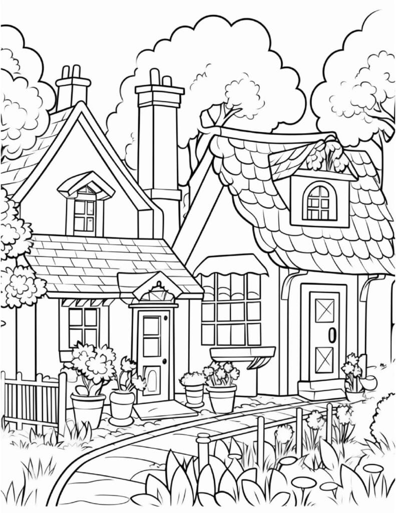 Village House Coloring Page