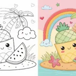 Cute Summer Kawaii Coloring Pages