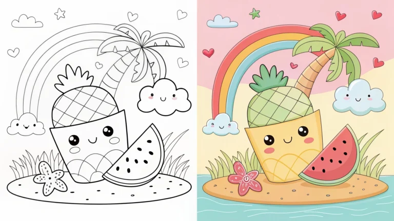 Cute Summer Kawaii Coloring Pages