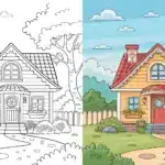 village house coloring page