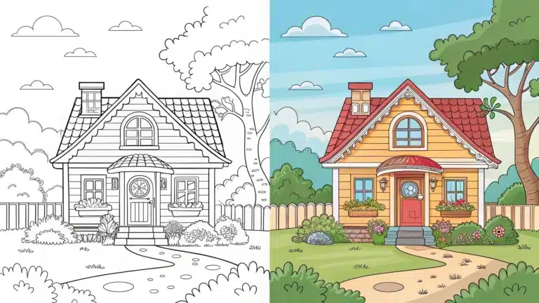 village house coloring page