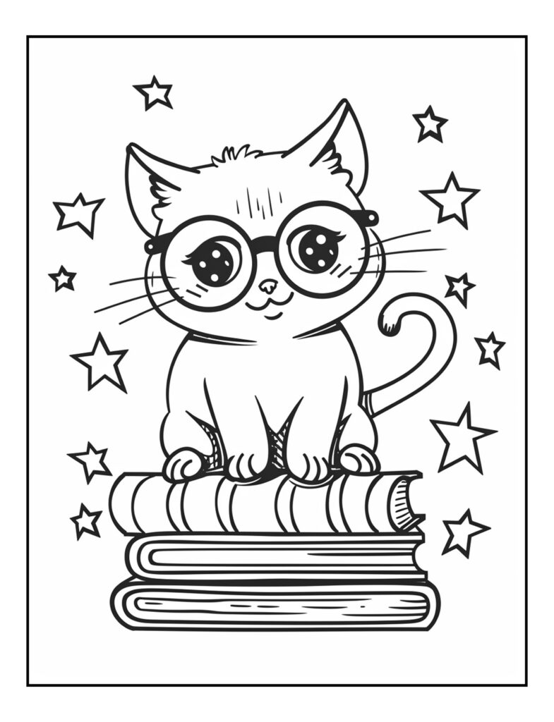 Cute Kawaii Cat Coloring Pages