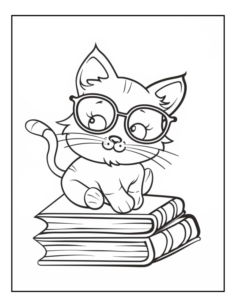 Cute Kawaii Cat Coloring Pages
