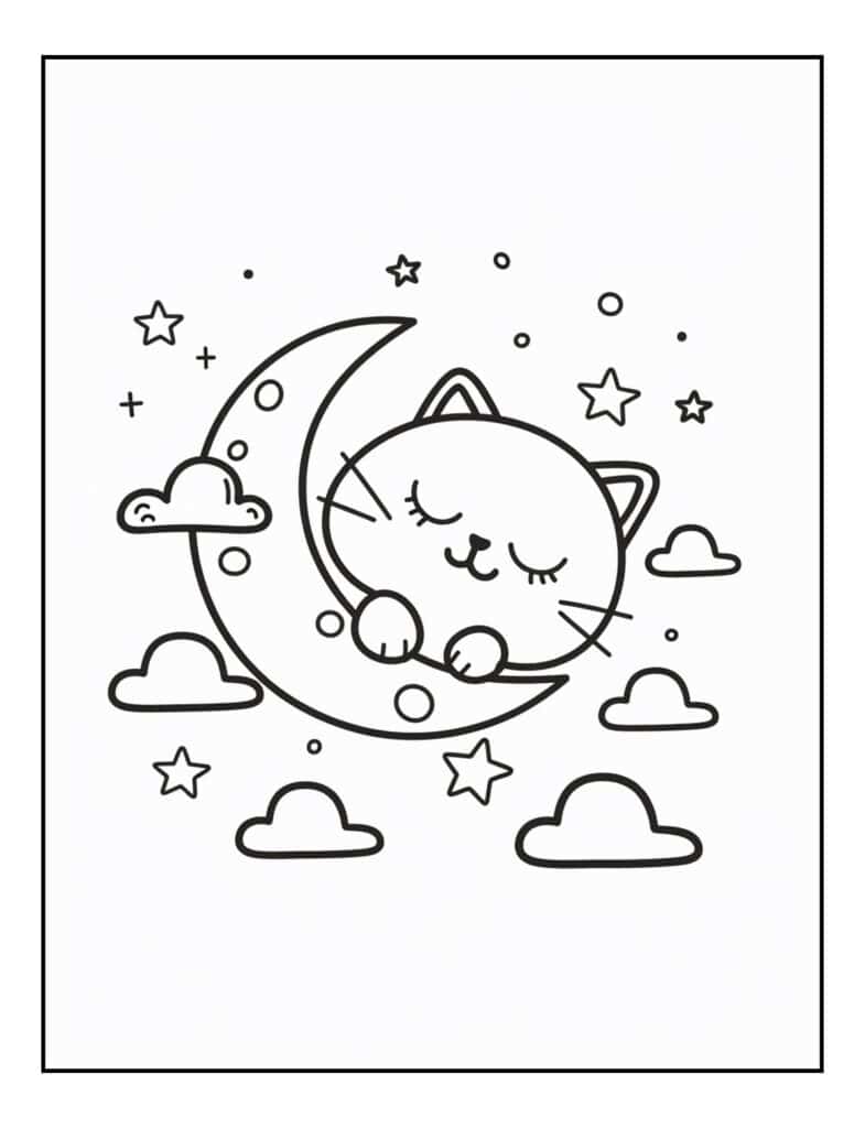 Cute Kawaii Cat Coloring Pages