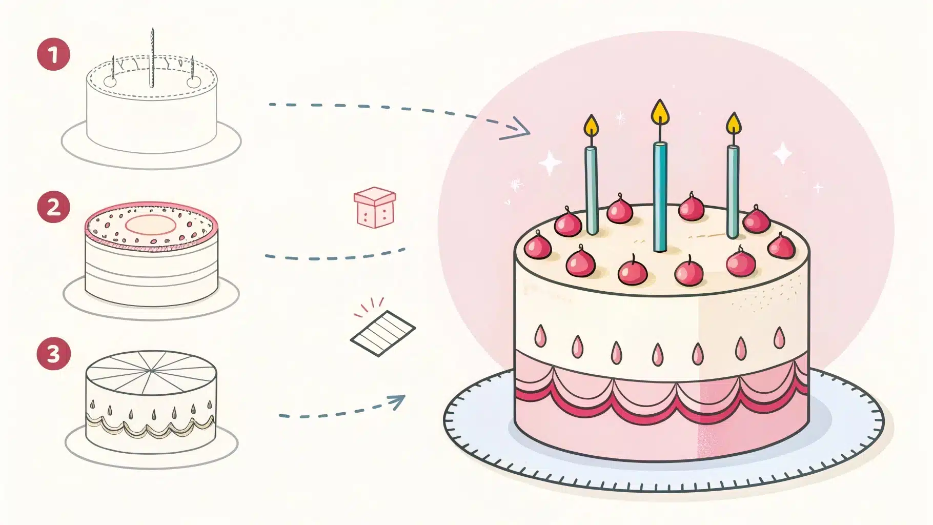 how to draw a cake easy