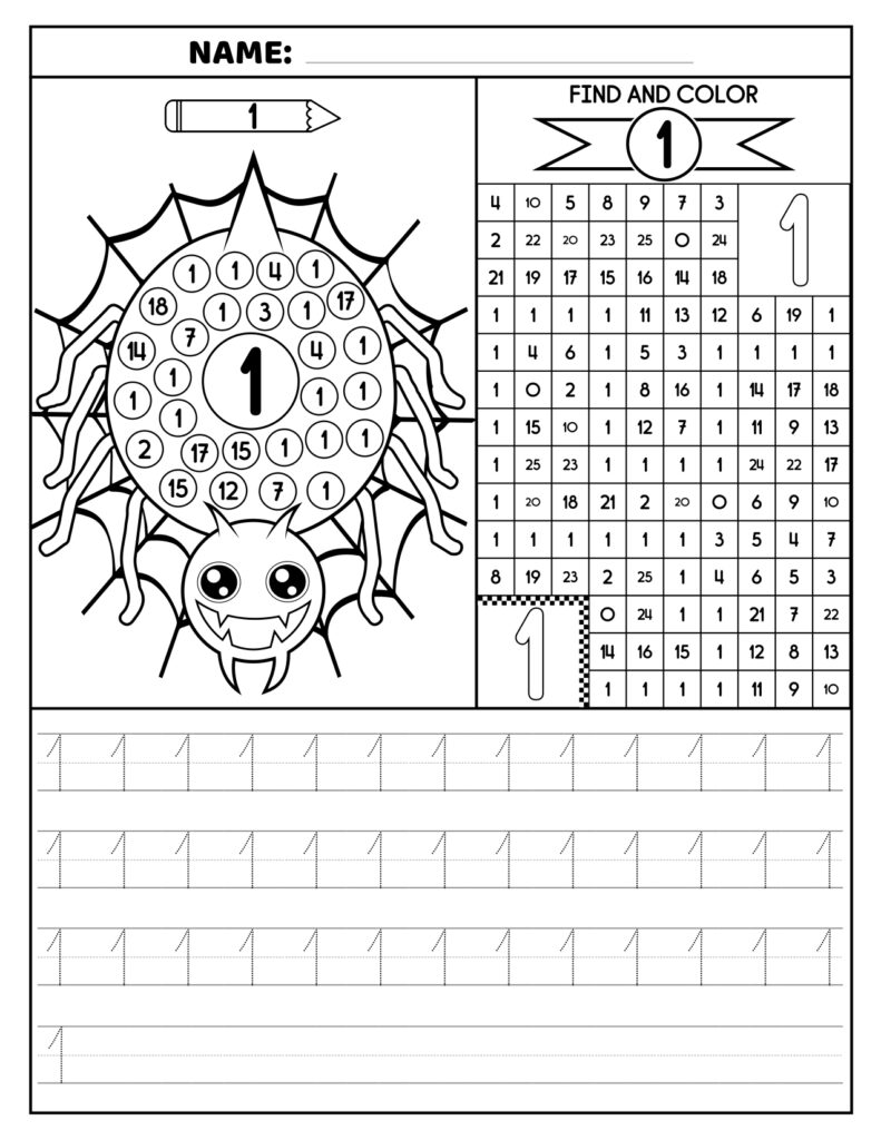 Spider Number Maze Handwriting