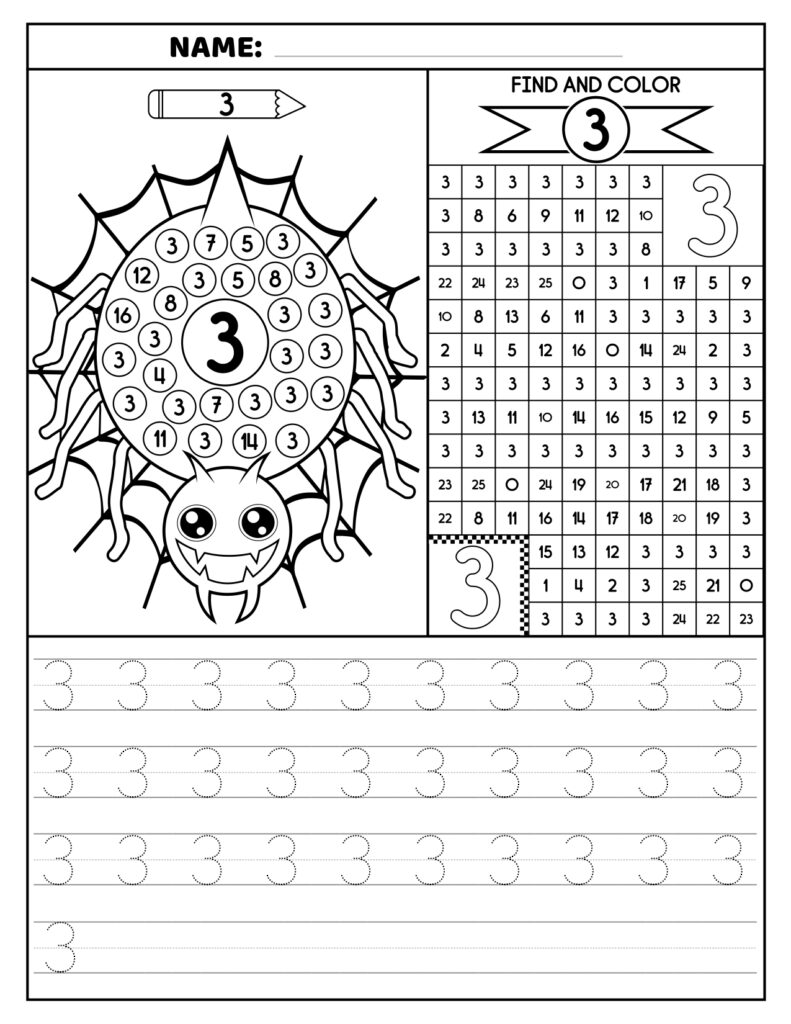 Spider Number Maze Handwriting