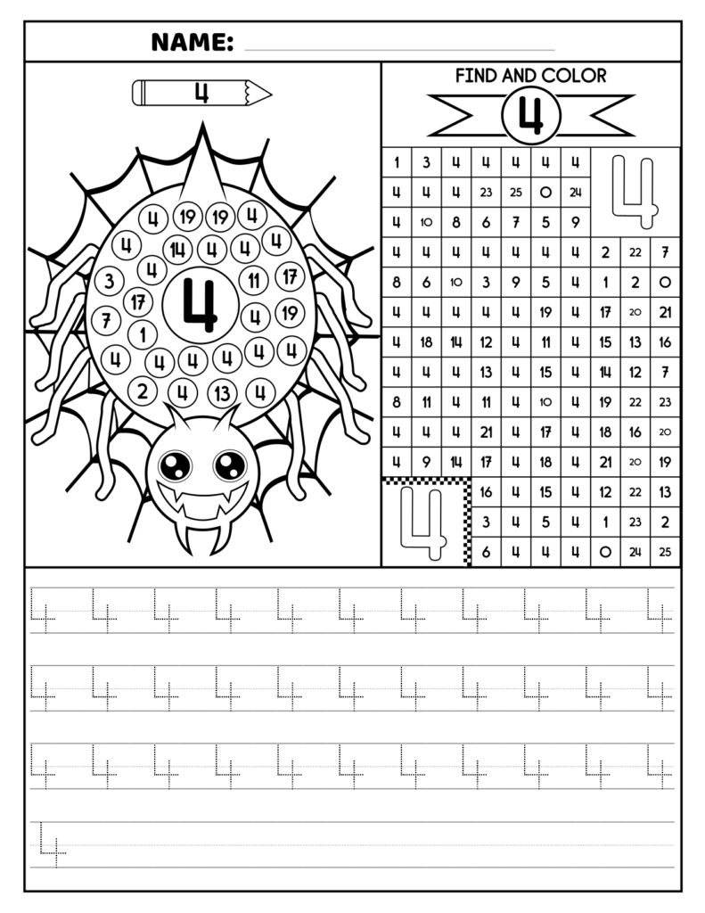 Spider Number Maze Handwriting